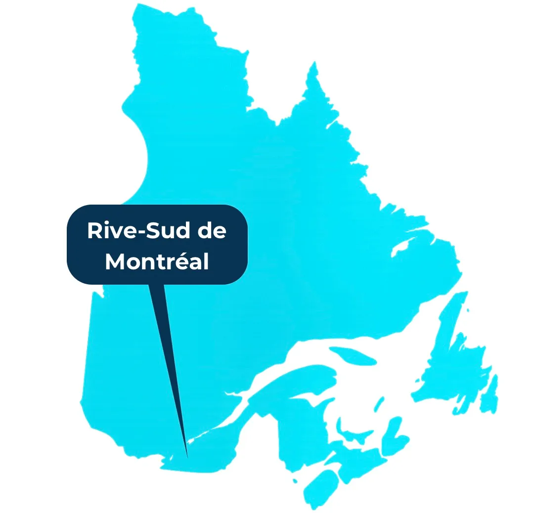 Zone desservie sur la Rive-Sud de Montréal